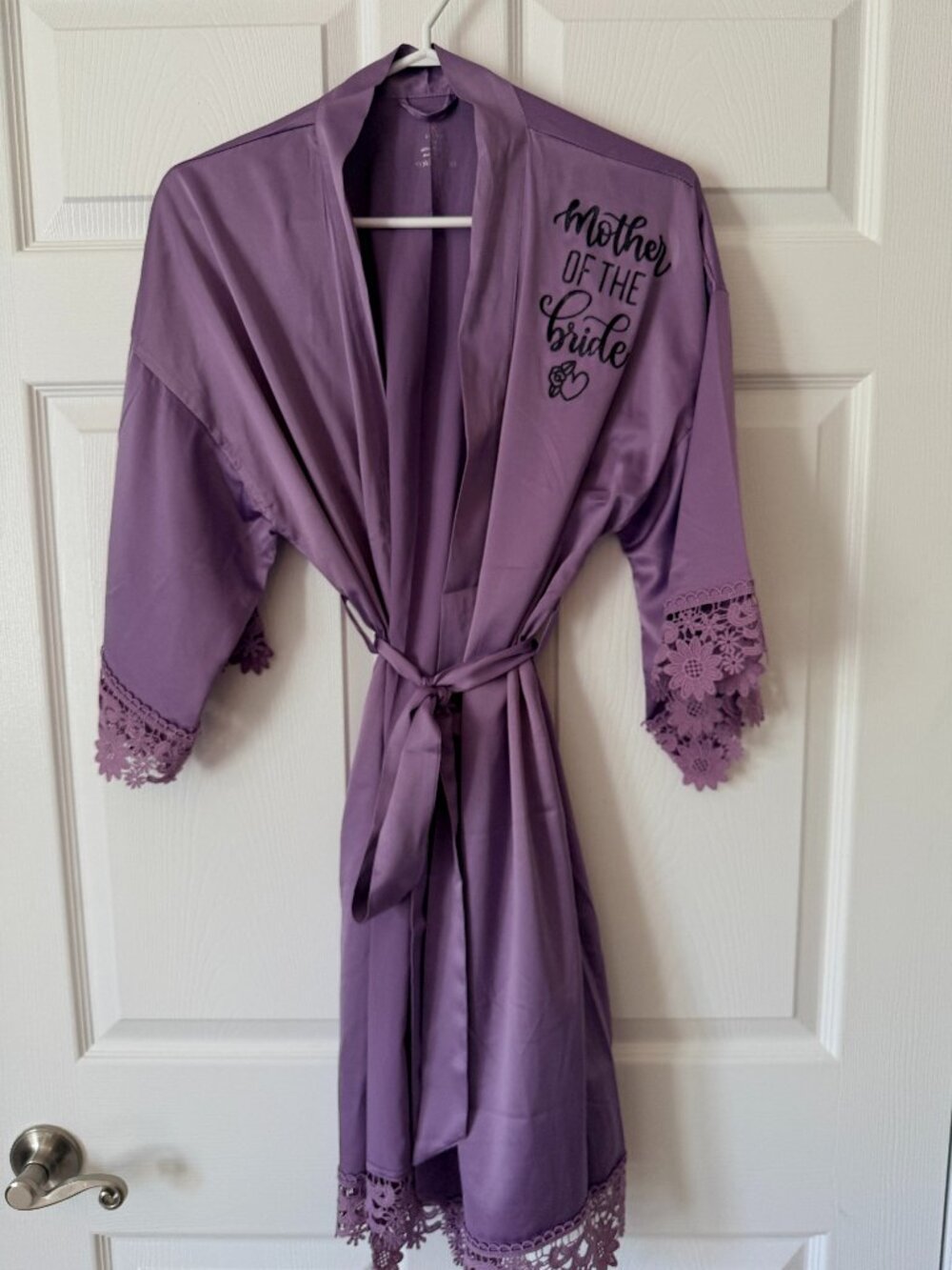 Satin with Lace, Elegant Orchid Purple Mother of the Bride Robe Sz Medium